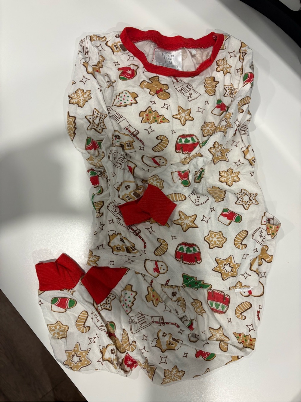 Baby/Toddler Bamboo Holiday Cookie Print Pajamas - Red Trim
